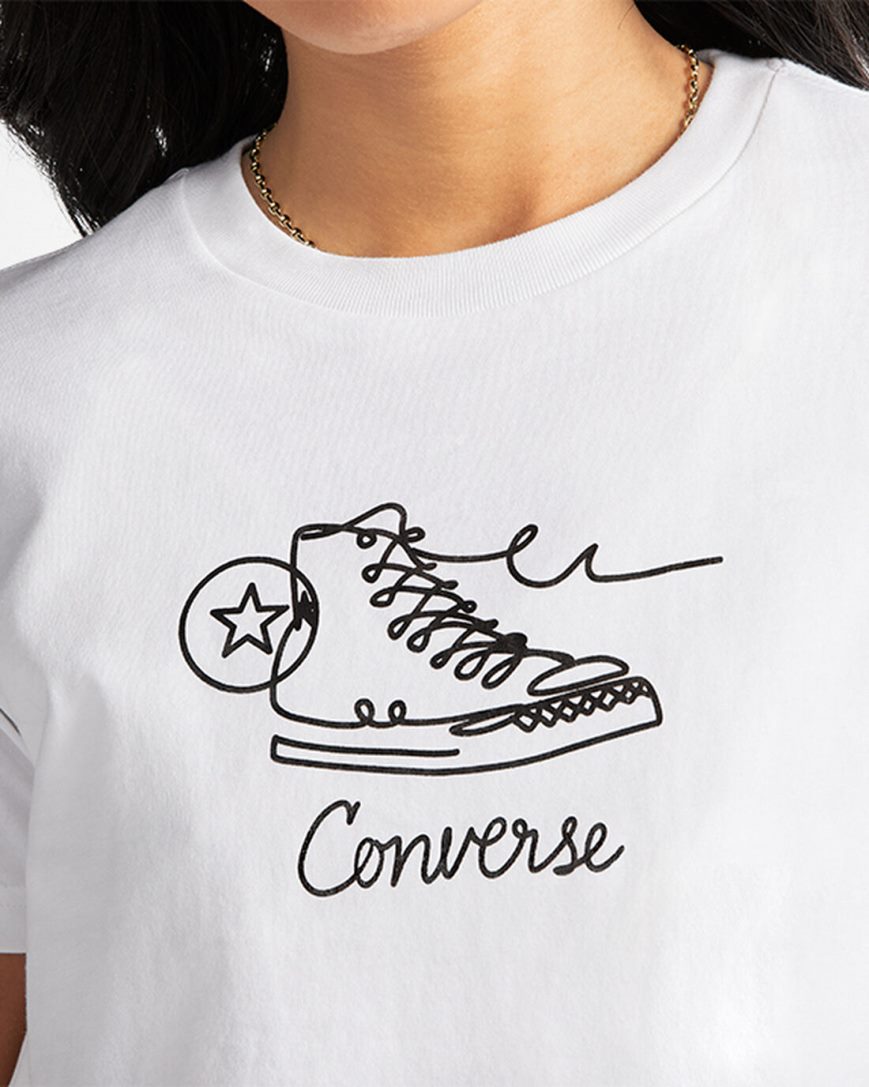 Dámské T-Shirts Converse Sneaker Grafická Slim-Fit Bílé | CZ XNFR70